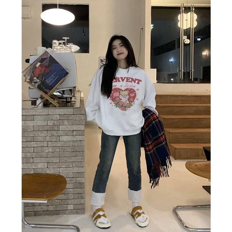 Sweater Oversize Heart Unisex Sweater Oversize Korean Style/atasan korean style wanita