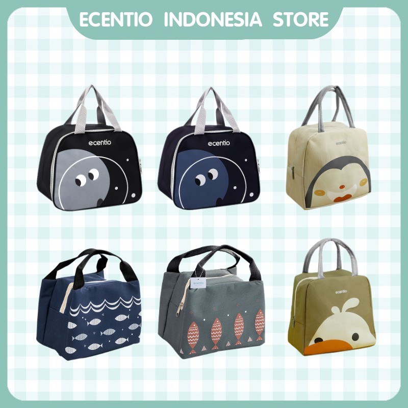 ecentio Tas Bekal Makanan Lunch Bag Tas Bekal Tas tempat bekal Karakter Cooler Bag Makanan Anak Sekolah Tahan Panas Dingin