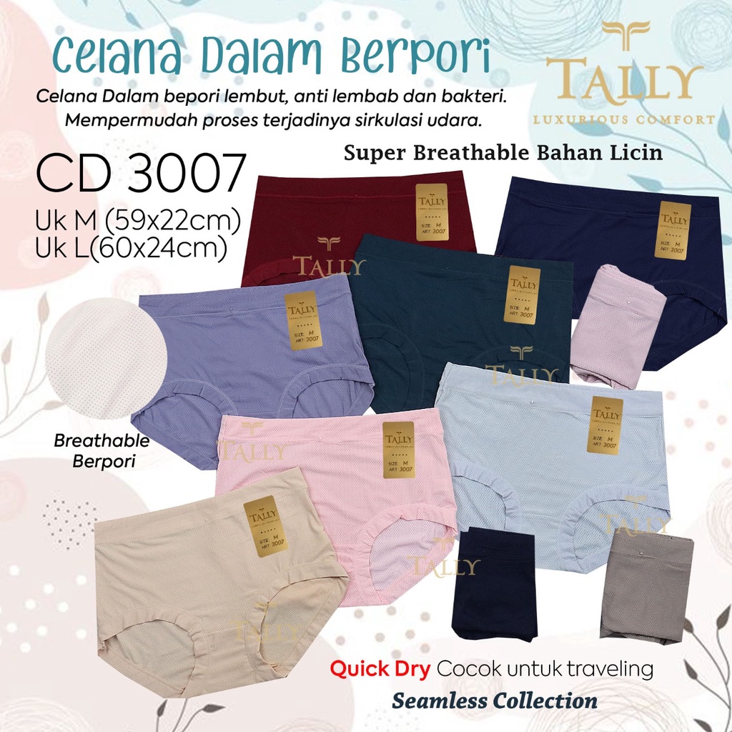 NEW - CD CELANA DALAM 3007 ADA JAHITAN PORI PORI SIZE M L - TALLY CD CELANA DALAM SEAMLESS PORI 3007 | SIZE M - L | ADA JAHITAN - CD NYAMAN BUAT SEHARI HARI BISA MESIN CUCI - CD SEAMLESS LICIN ADA JAHITAN - ARA98STORE