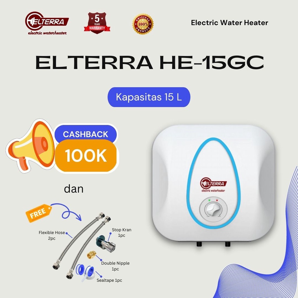 Water Heater Listrik ELTERRA bukan ARISTON Pemanas Air Kamar Mandi listrik GC 15 L