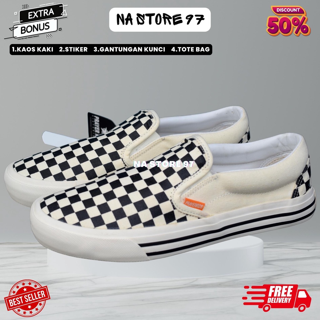 Sepatu PRAYERKIDS  Vans Slip On Mono OG Checkerboard Black White PREMIUM BNIB
