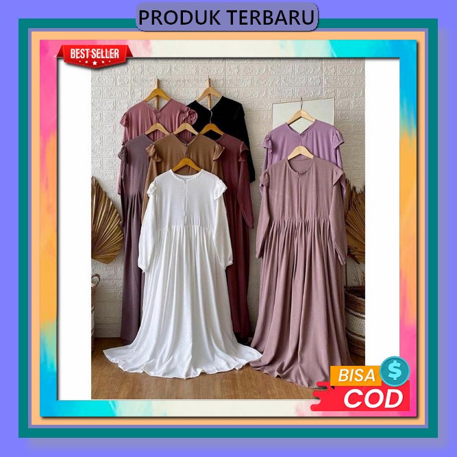 Gamis Dress Wanita Korea Kekinian Import Casual Dress Fashion Muslim Hijab Rizwana Lidya Dress Gamis