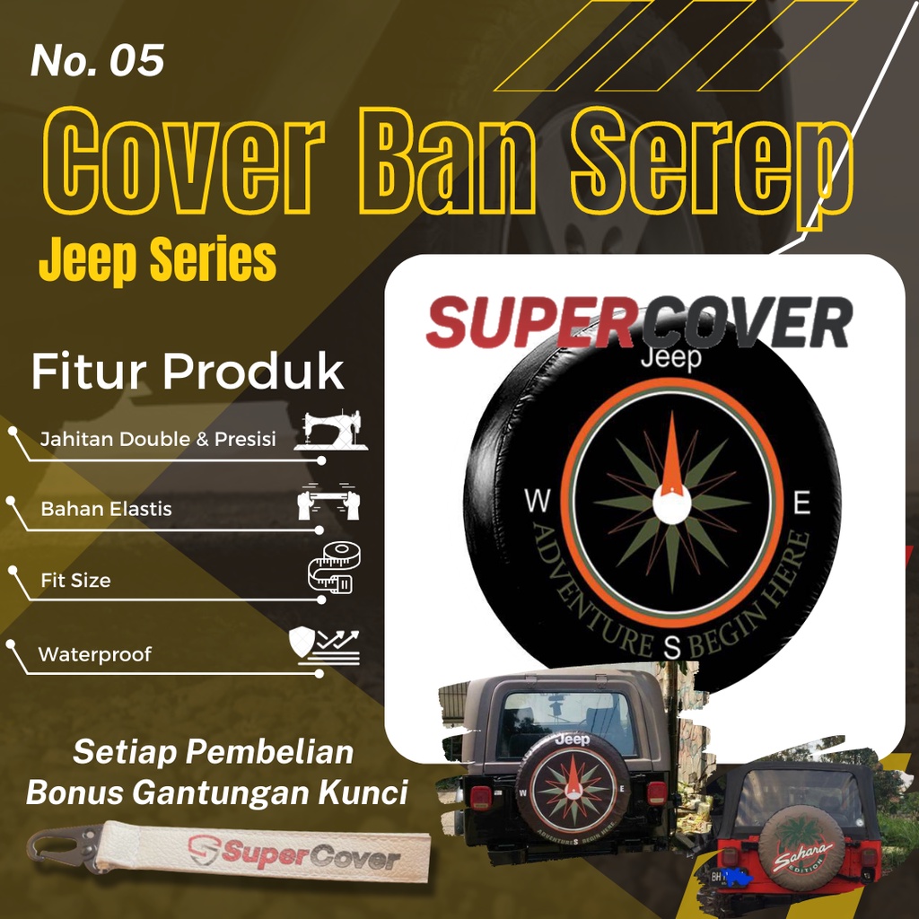 Sarung Ban Serep Jeep Ban Serep Kulit Sintetis Jeep 05 Penutup Pelindung Selimut Ban Serep