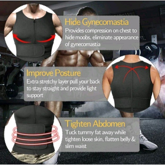 Men Body Shaper Sauna Vest Waist Trainer Double Belt Sweat Shirt