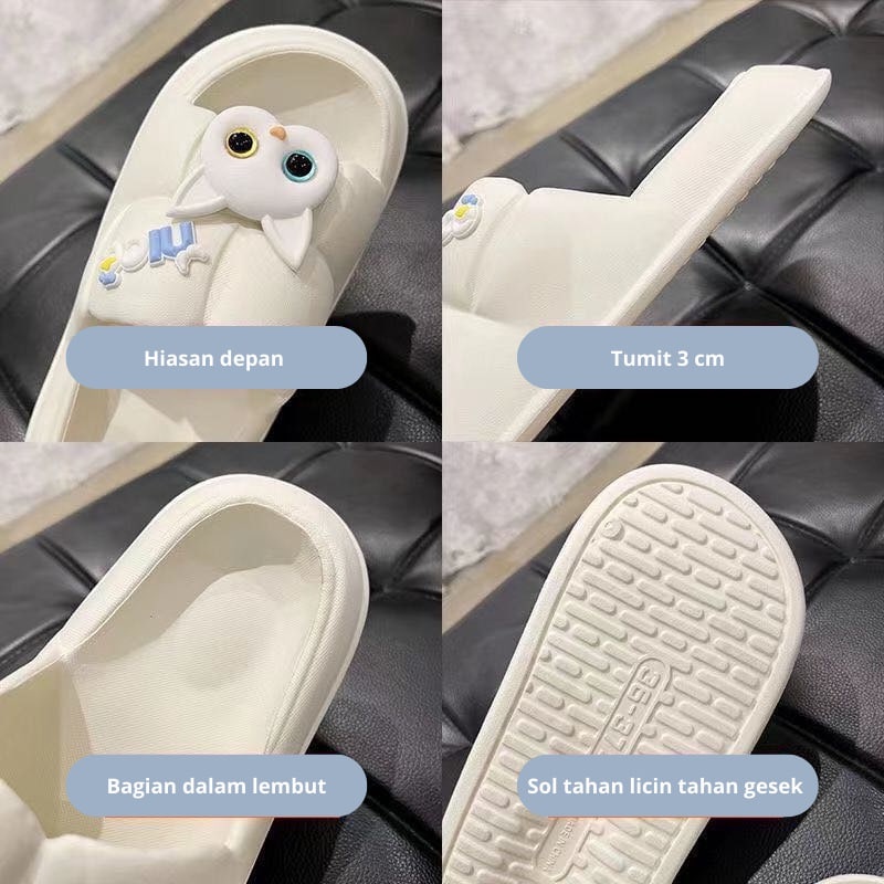 Sandal Karet Lucu Anti Slip/ Sandal slop rumah pria wanita Elastis