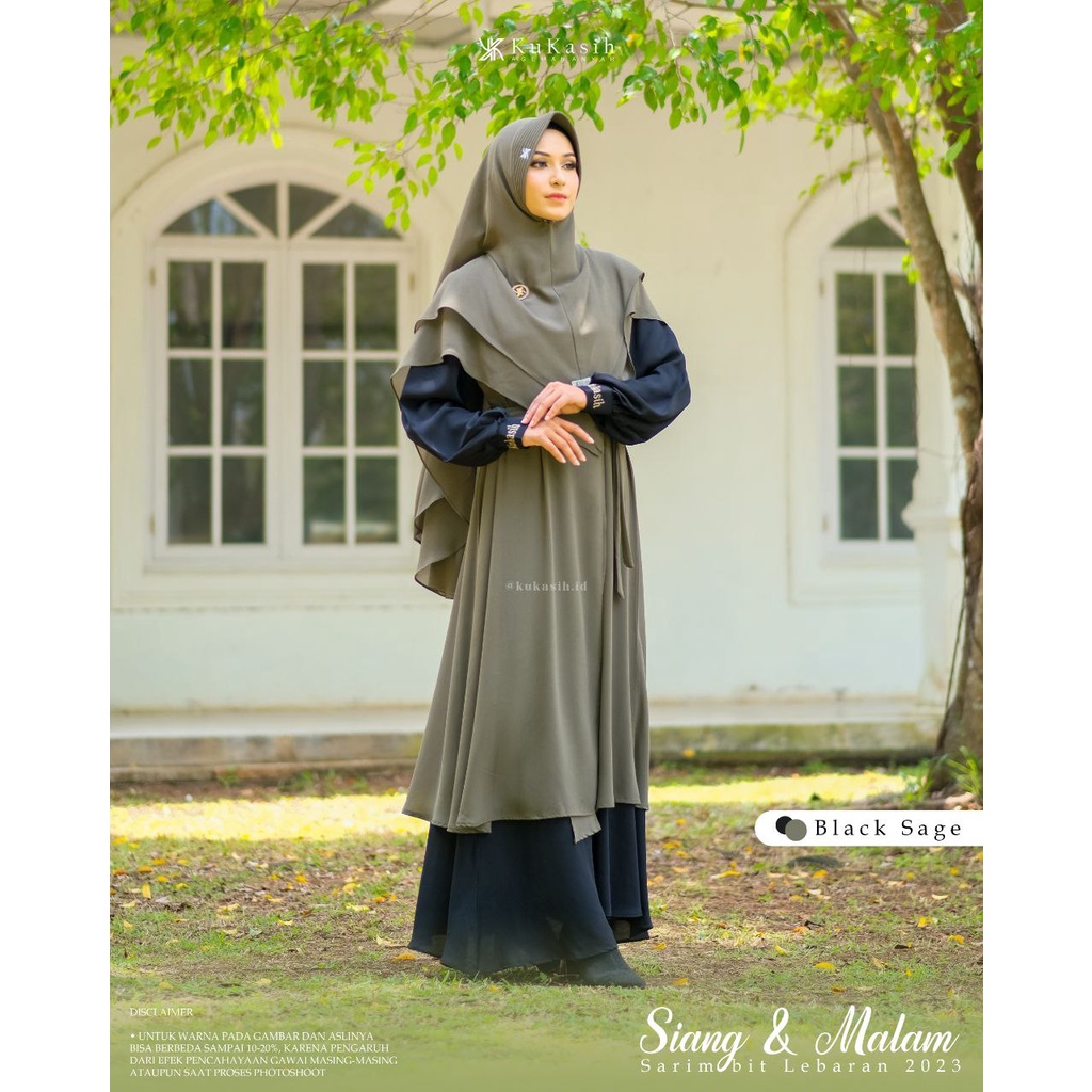 READY STOCK SALE Dress mom siang malam by kukasih gamis syari set khimar