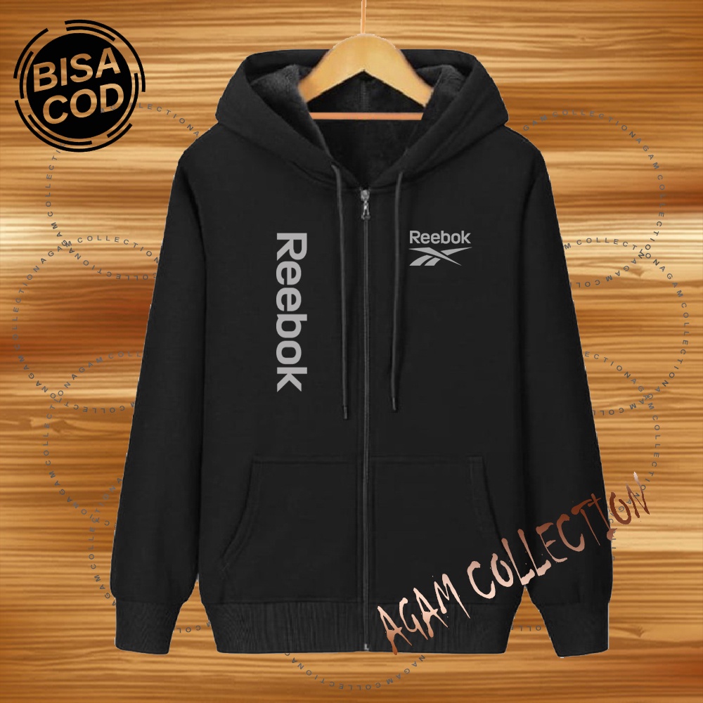 Agam collection Jaket Zipper Distro RBK Kirka Text Silver Premium Quality Jaket Hoodie Pria Wanita