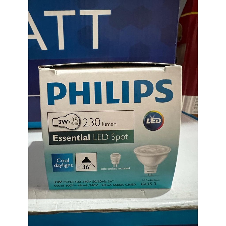 Lampu PHILIPS Essential LED Spot MR16 3W 865 36D Putih