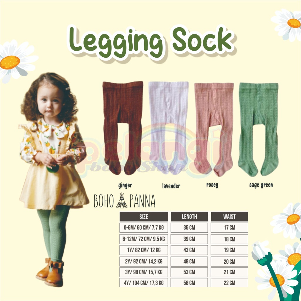 BOHOPANNA | BOHO | BOHO PANNA LEGGING SOCK | LEGGING ANAK PEREMPUAN | LEGGING KEKINIAN | LEGGING BAYI | LEGGING BOHOPANNA