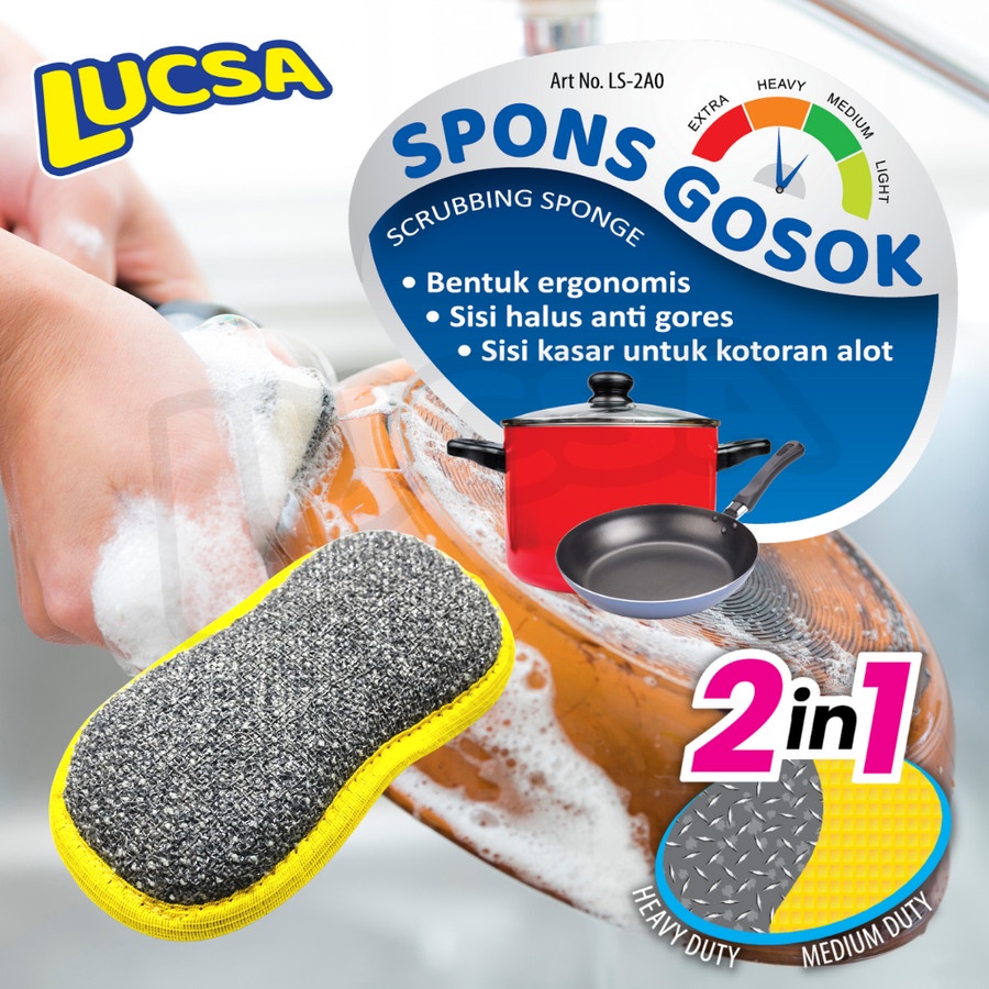 Ktmstore Spons Gosok 15x8cm Scrubbing Sponge Sabut Metal Alat Masak 2in1 Lucsa