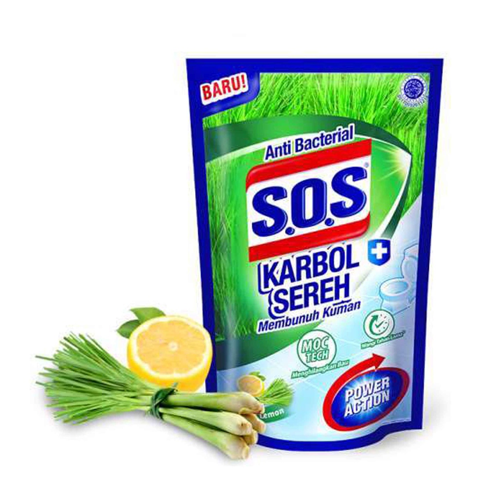 S.O.S / Pembersih Lantai / Power Action / Lemon pine / 750ml