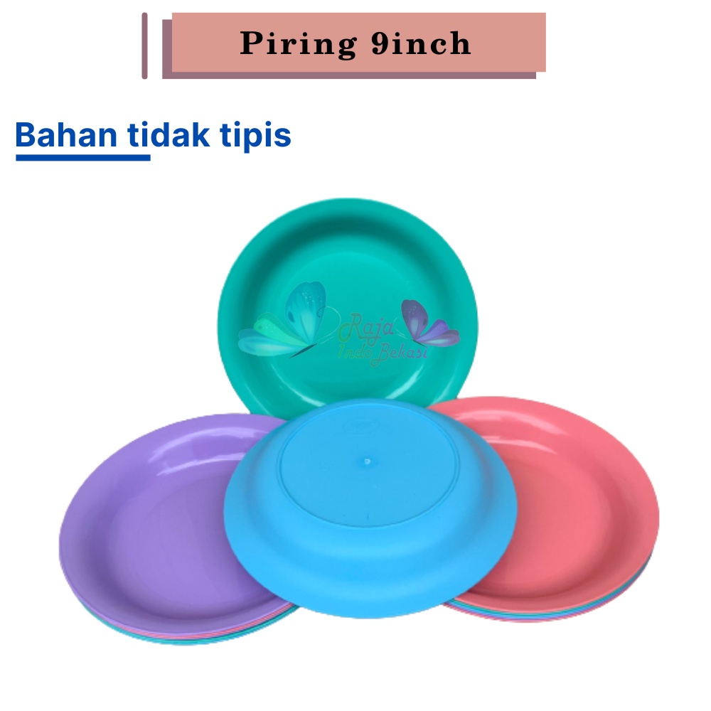 Promo-Piring Makan Bulat Bahan Plastik Satuan 9inch COD BayarDiTempat