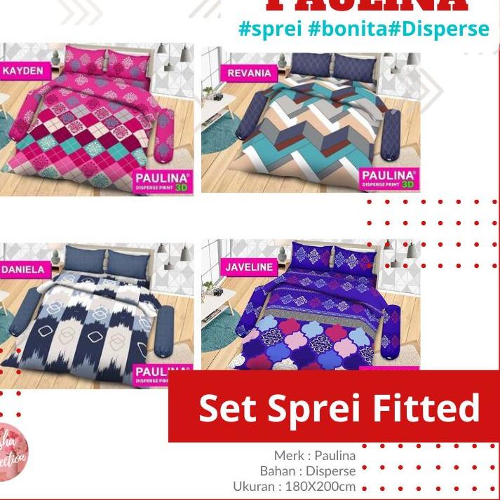 ⅍ RC Bonita Sprei Paulina Dispers 3D Flat King Size  cm New Desain Motif Rahayu Justine Nabila Marib