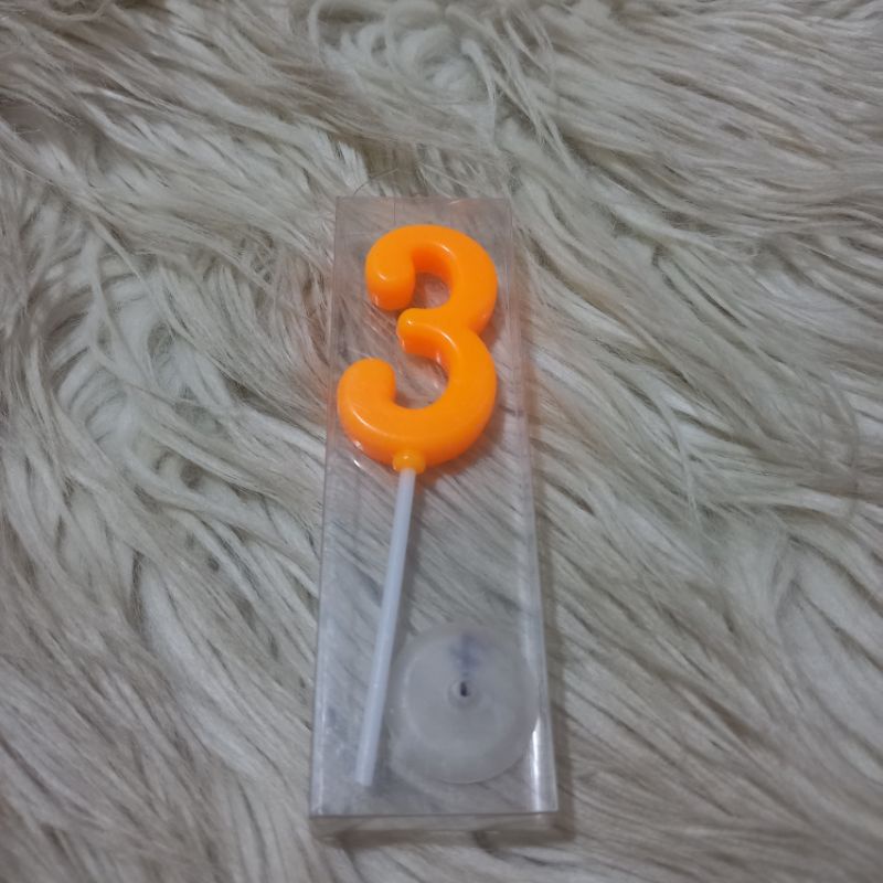 Lilin angka 3 warna orange
