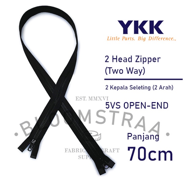 Resleting Jaket YKK 2 Kepala 70cm Sleting 28” Zipper Vislon Double 5VS