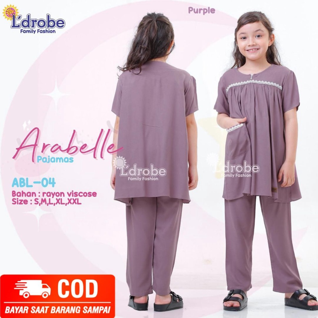 LDROBE SETELAN BAJU TIDUR BAHAN RAYON VISCOSE ATASAN LENGAN PENDEK VARIASI RENDA BAWAHAN CELANA PANJ