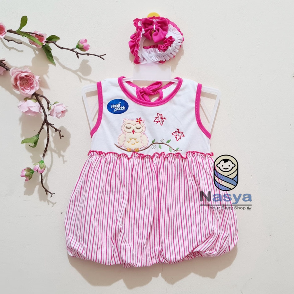 [P-041C] Dress Bayi Singlet owl  Lucu (0-6 bulan)