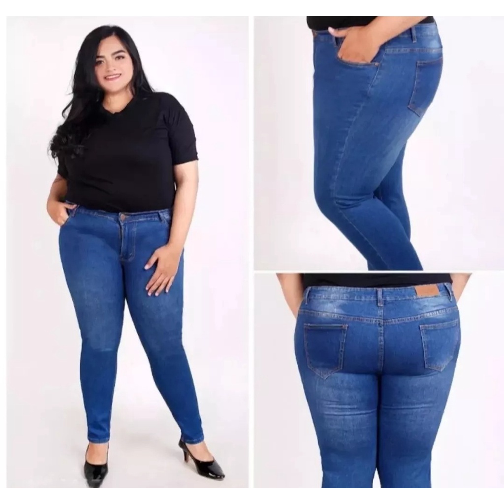 CELANA JEANS WANITA JUMBO - MODEL SKINY DENIM STREET SIZE 27 - 38 PILIHAN TERBAIK KEKINIAN