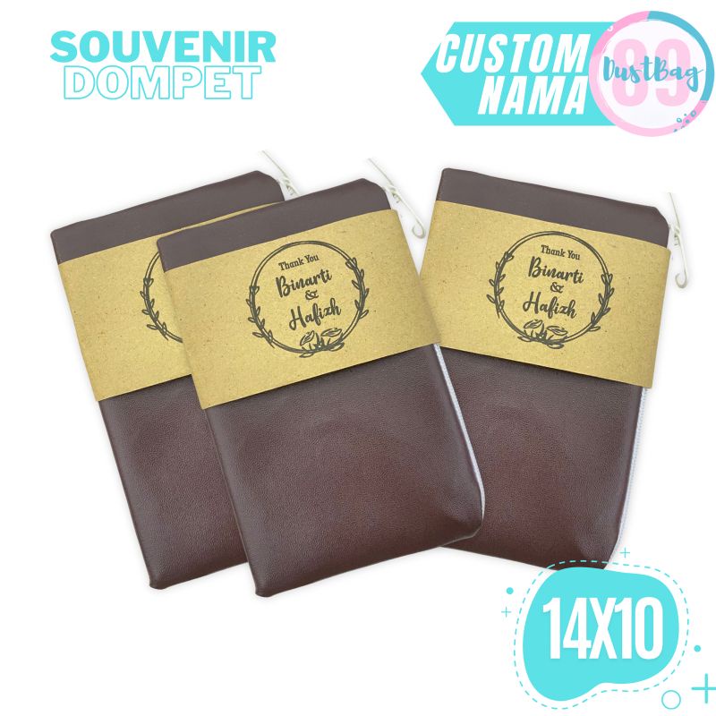 Souvenir Dompet Koin Kulit Imitasi Plus Packing Bisa Custom Nama Bahan Premium Murah Kekinian