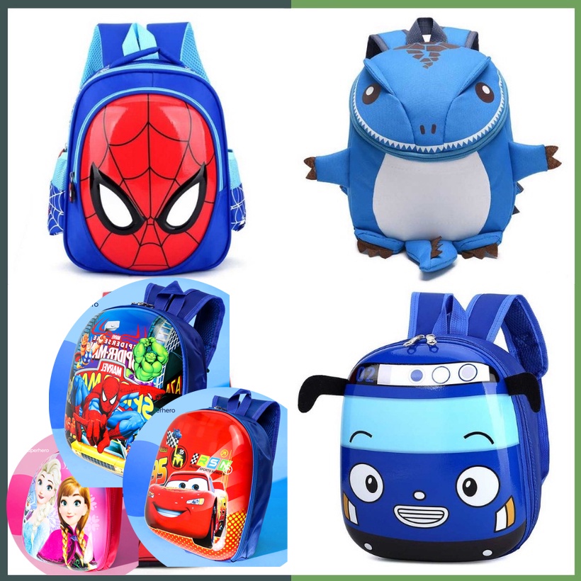 Tas Ransel Sekolah Anak Laki Laki Perempuan TK SD Backpack Model Karakter Superhero Spiderman Marvel SuperHero Disney