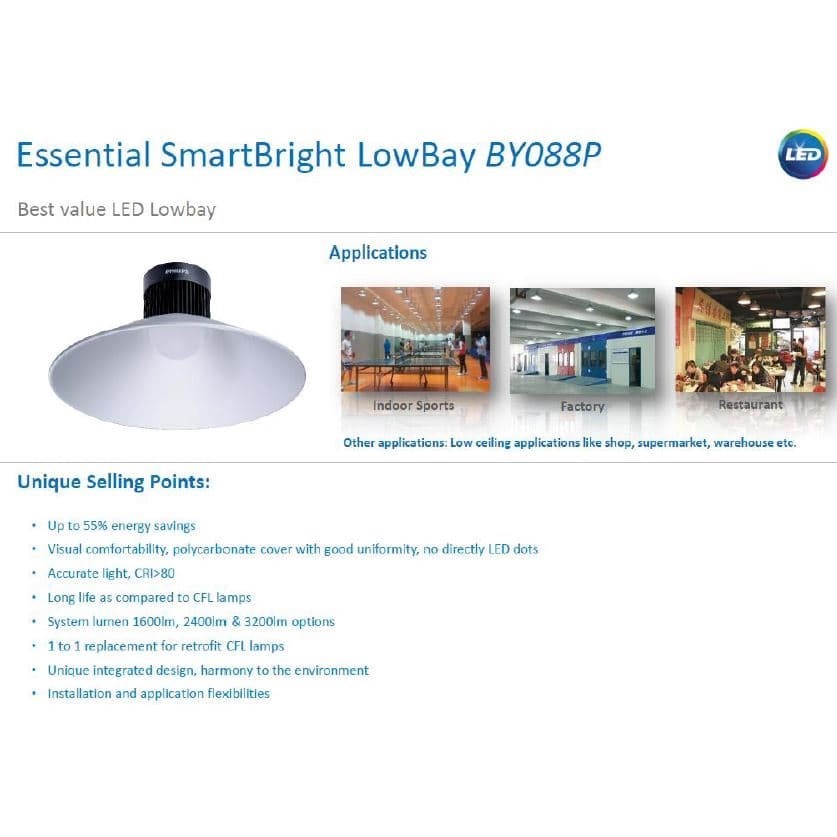 PHILIPS SmartBright LED Lowbay BY088P 20W OL - 1600lm