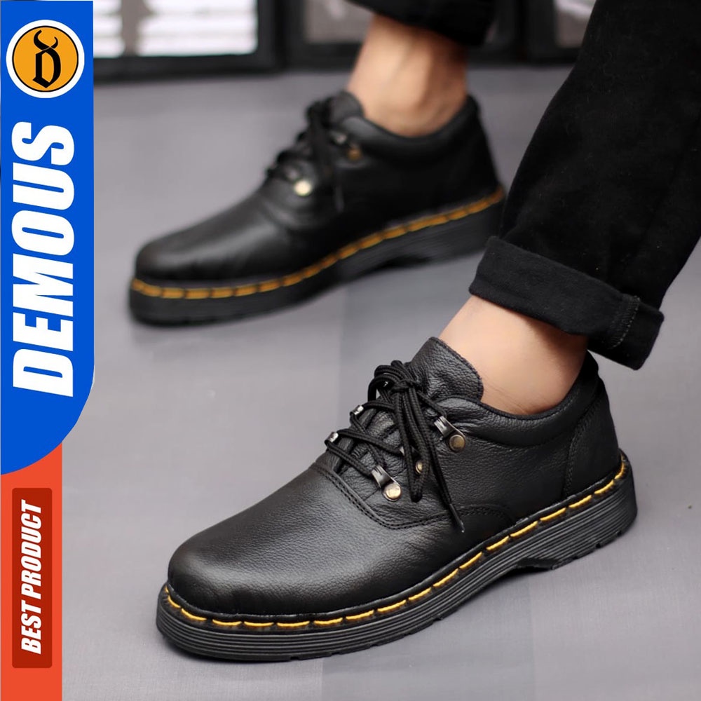 DEMOUS Hagrid - Sepatu Pantofel Formal Docmart Low Boots Kulit Asli Kerja Pria