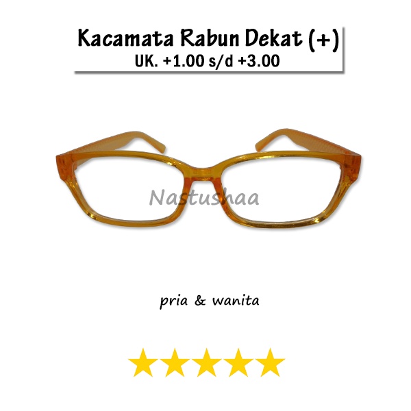 Kacamata Baca Plus (+) Ukuran +1.00 s.d +3.00 Bingkai Warna Orange Model Persegi Panjang Kacamata Rabun Dekat Unisex FREECASE