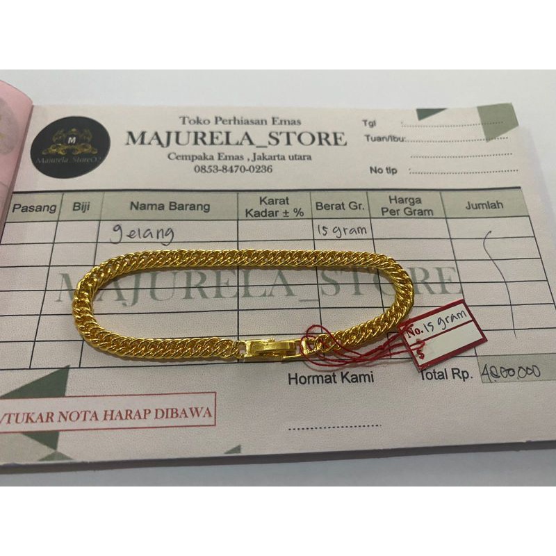 Gelang Tangan emas 15 gram Free Surat dan dompet-1