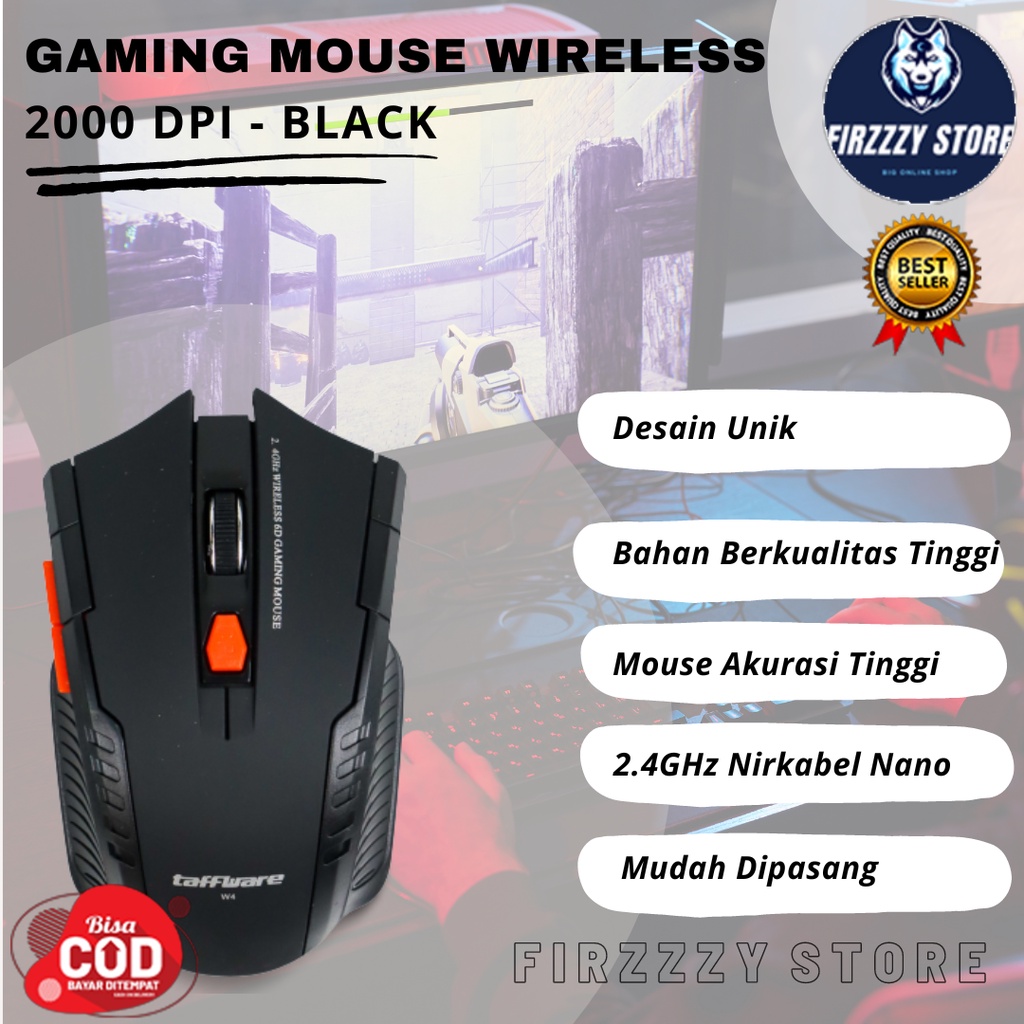 Taffware Mouse Gaming Wireless 2000 DPI