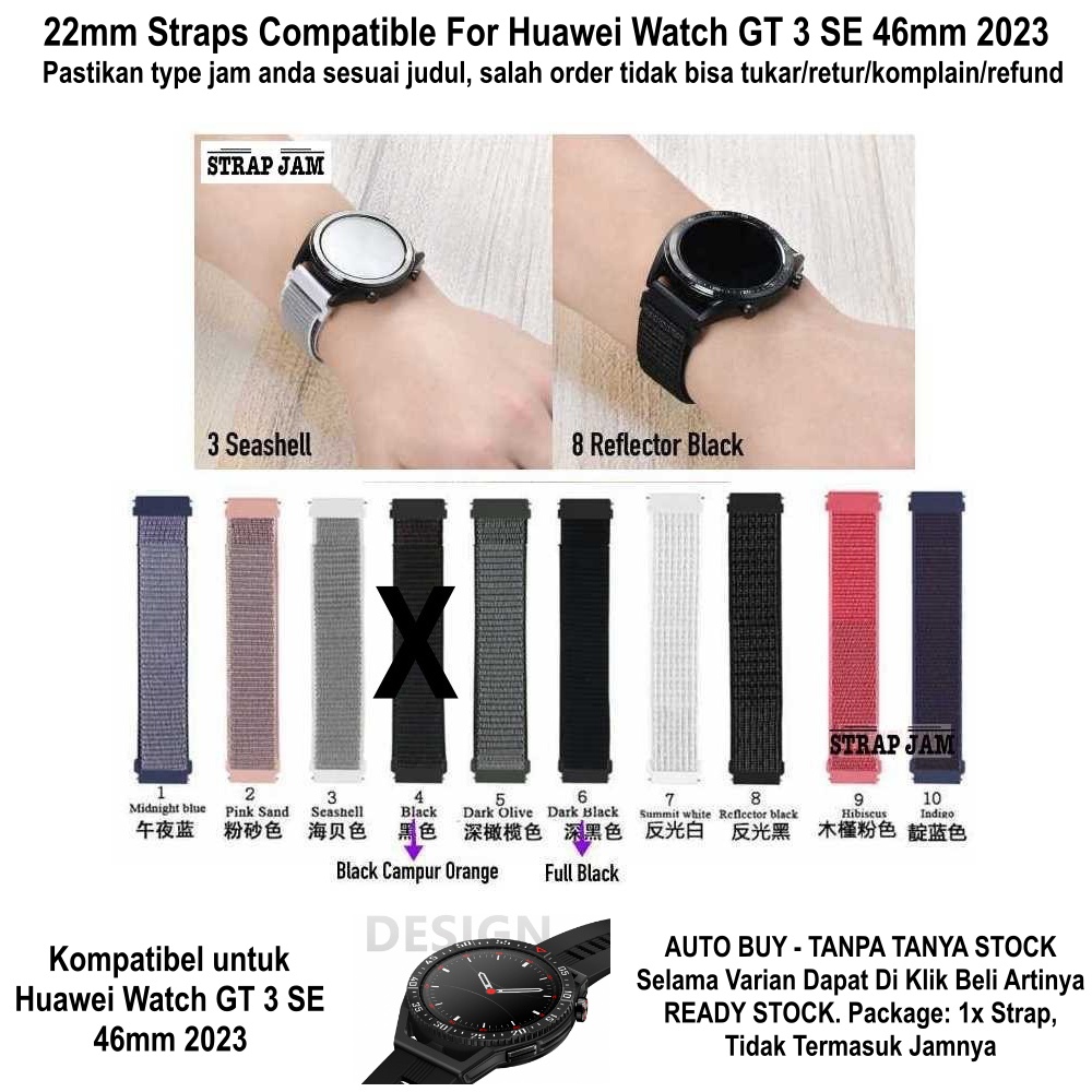 Tali Jam 22mm Strap Huawei Watch GT3 GT 3 SE 46mm 2023 - Sport Loop Nylon Quick Release