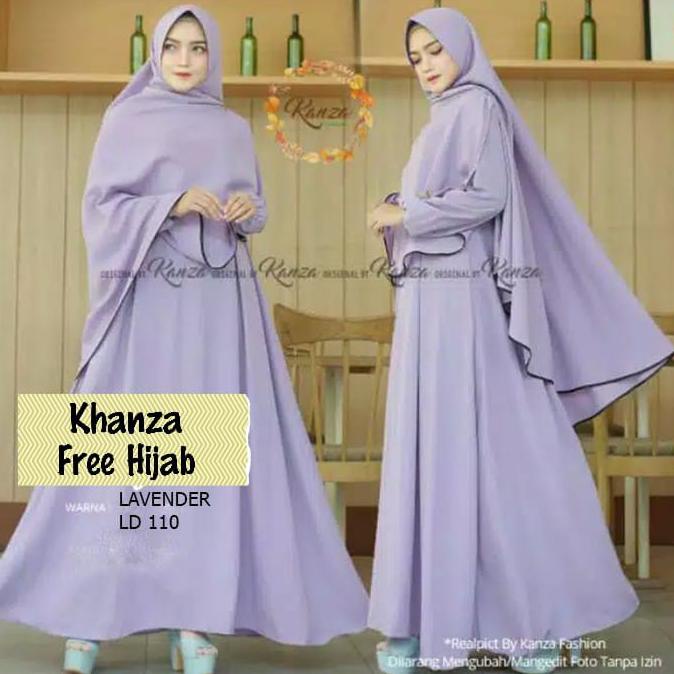 MURAH Gamis Dress Syari Busui Polos XL JUMBO KHANZA Warna UNGU LAVENDER