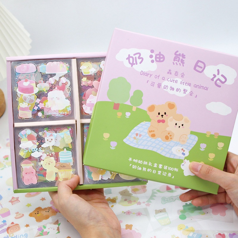 

Diary of a Cute Little Animal Deco Stickers Collection Box Set / Stiker Set Lucu