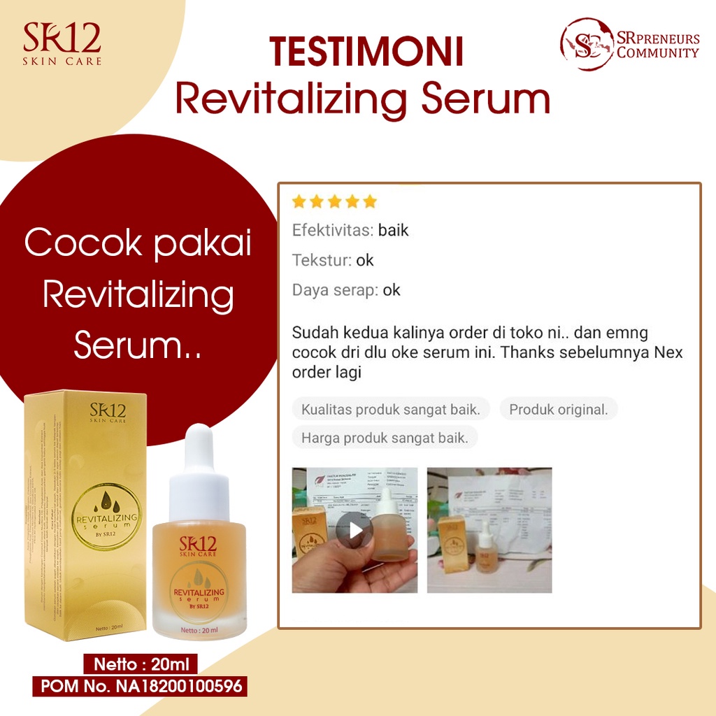 SR12 SERUM REVITALIZING ATASI BOPENG , BEKAS JERAWAT &amp; MATA PANDA / SERUM WAJAH KOLAGEN BPOM