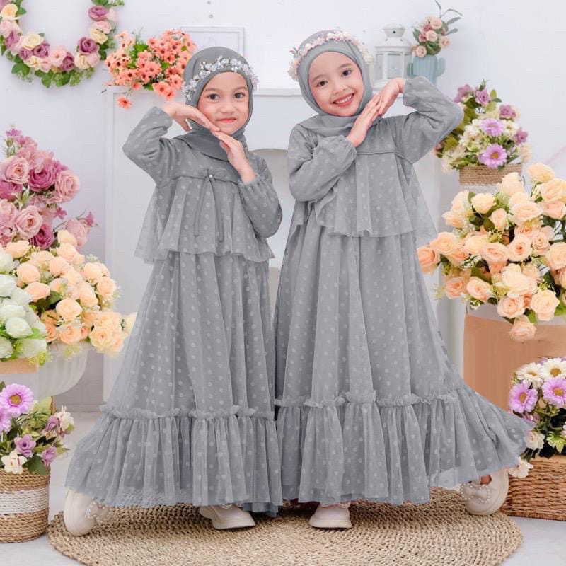 GAMIS ANAK EMI GAMIS POLKADOT MUSLIM LEBARAN