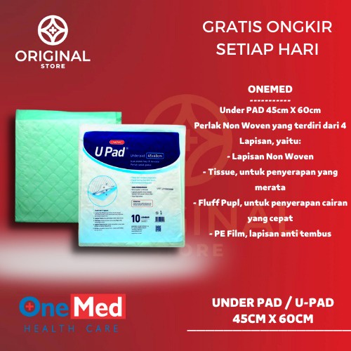 Underpad Dr. J Perlak Alas Popok 60 x 90 cm Onemed Isi 10 Lembar