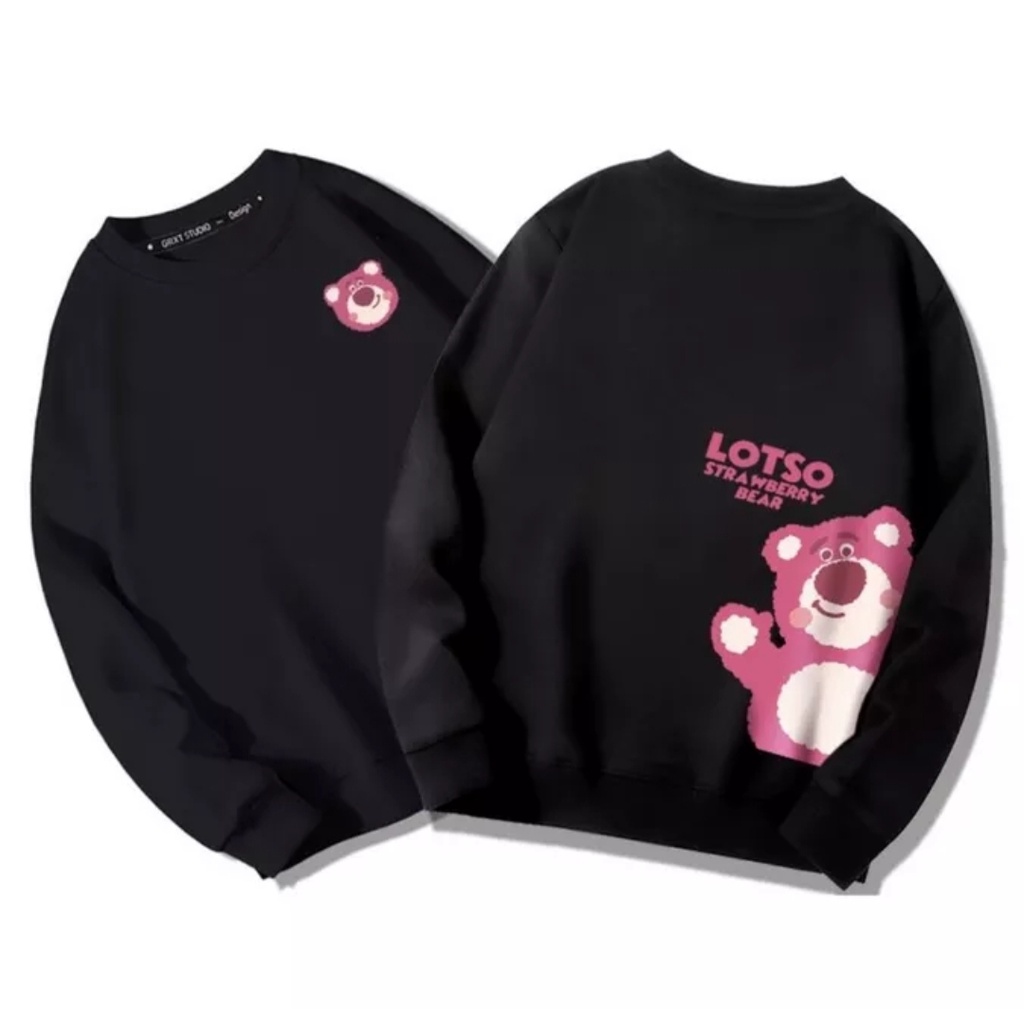 LATSO BEAR SWEATER CREWNECK OBLONG WANITA ATASAN BLOUSE KOREAN STYLE FASHION TERBARU KASUAL OOTD