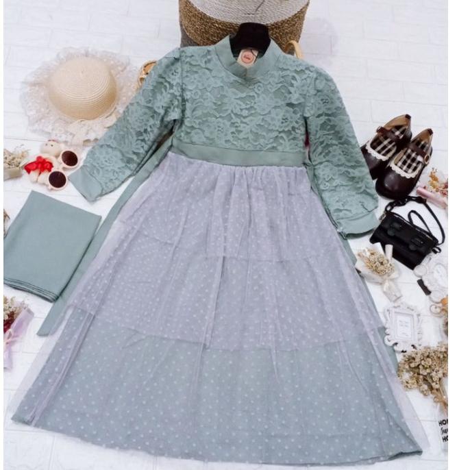 VIRAL Gamis anak brokat 1-12th// set gamis lebaran //gamis mewah //gamis tyle brokat //gamis pesta