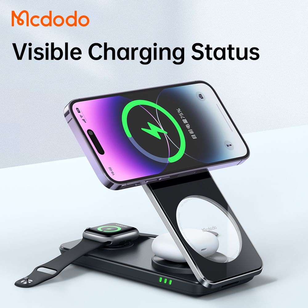 MCDODO CH-1150 / CH-1151 Magnetic 3 in 1 Wireless Charger 25W - Garansi Resmi 6 Bulan