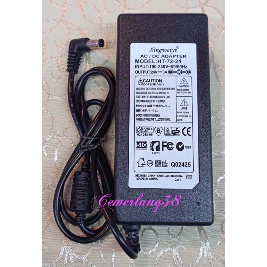 Adaptor ac / dc 24v 3a + Kabel Power Switching Power Supply 24 v 3 a - 115 cm