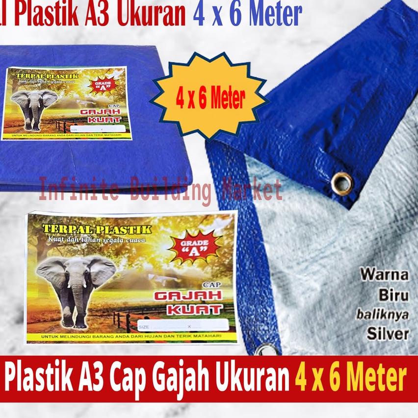 ♞ Terpal Plastik Tenda A3 4 x 6 Meter Tebal Murah Terpal Cap Gajah Kuat ➳