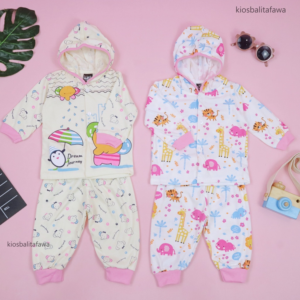 Piyama Baby Honey uk 3-12 Bulan / Baju Tidur Hoodie Lengan Panjang Bayi Perempuan Setelan Anak Kualitas Impor