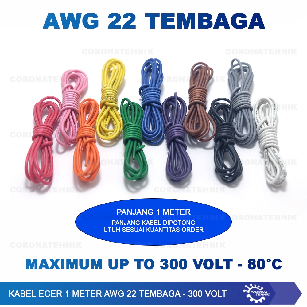 300 Volt - Kabel Ecer 1 Meter AWG 22 Tembaga