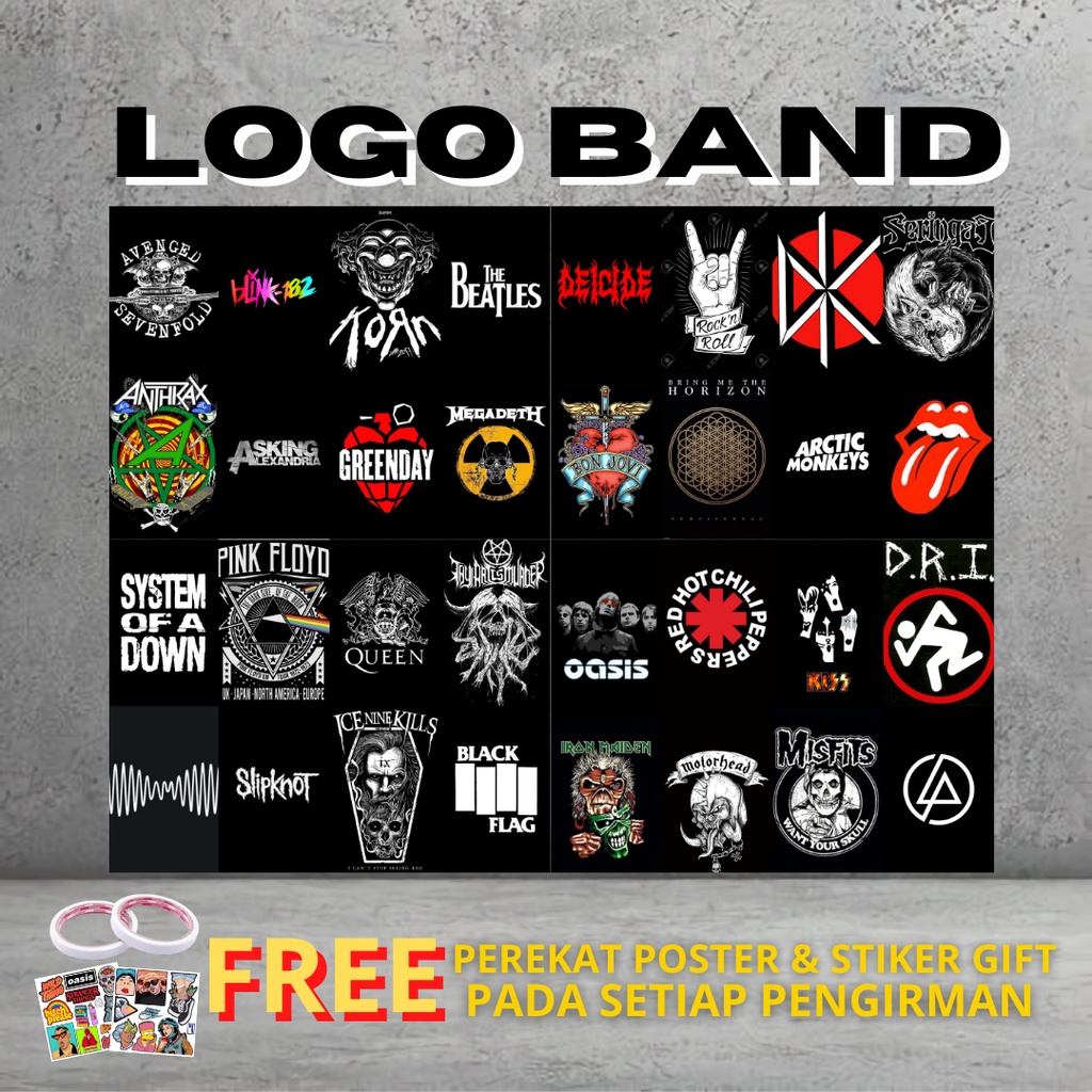 [48PCS] Poster Dinding Aestetic Logo Band Free Perekat