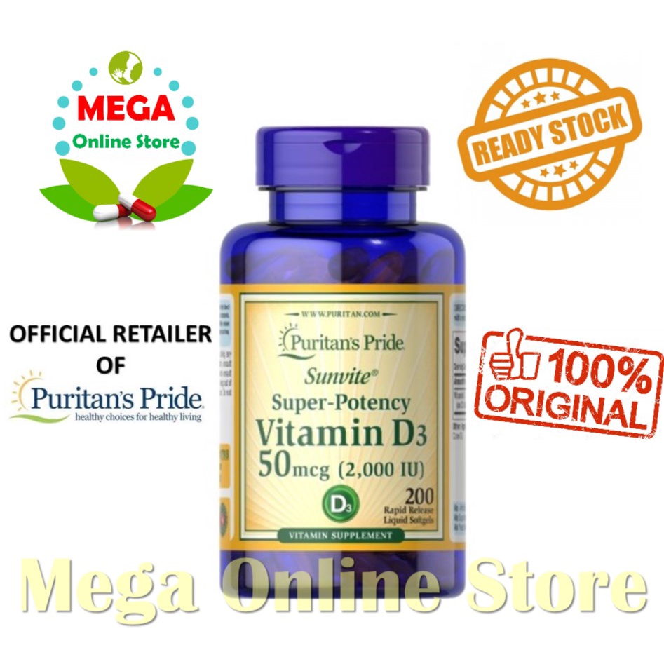 Puritan's Pride Vitamin D3 2000 IU - 200 Softgels