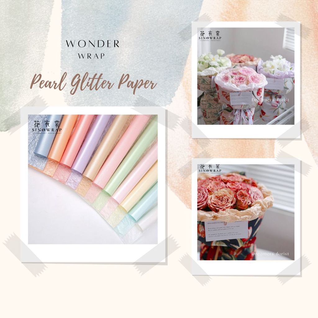 

[5 Lembar] Flower Wrapping Paper Kertas Buket Pearl Glitter Paper untuk Hand Bouquet