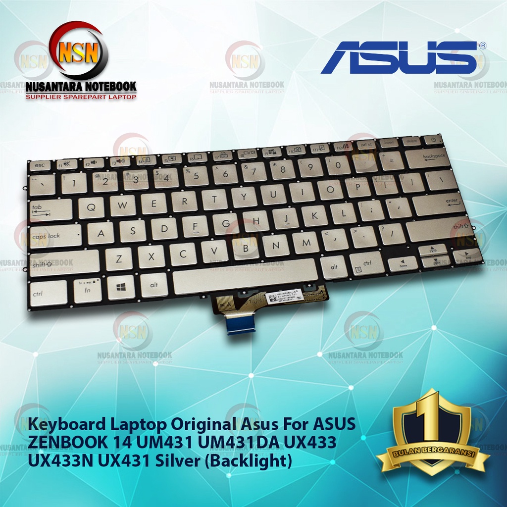 Keyboard Original Laptop Asus UM431 UX431 V431 K431 Backlight (SILVER)