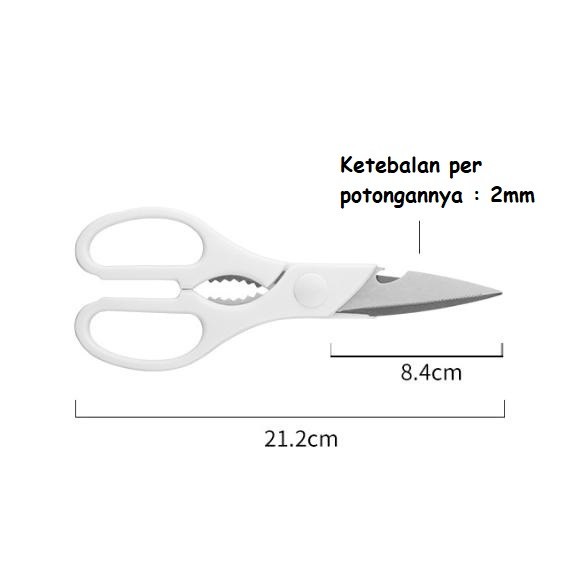 WHITE KITCHEN SCISSOR GUNTING DAPUR SERBAGUNA / GUNTING DAPUR PUTIH KITCHEN SCISSORS STAINLESS STEEL