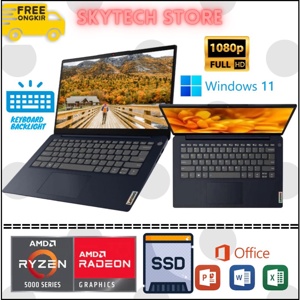 LENOVO IDEAPAD SLIM 3 AMD RYZEN 5 5625U RAM16GB SSD512GB 14FHD IPS WINDOWS 11 &amp; OHS 2021 ORIGINAL