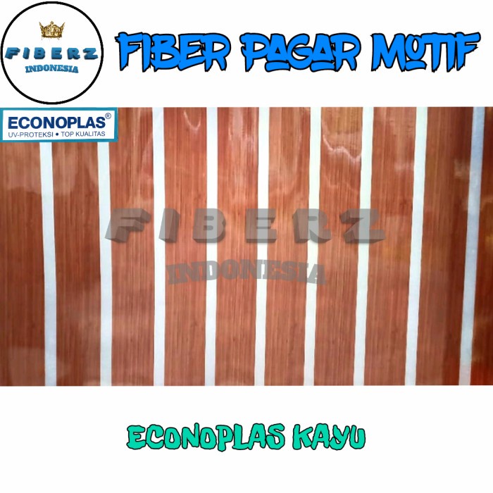 Best Econoplas - Fiber Plastik Penutup Pagar Motif Kayu Meteran