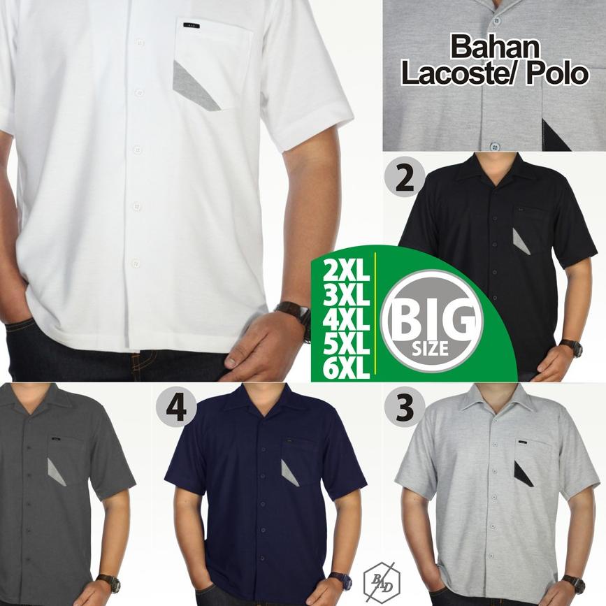 ➾ Kemeja Pendek Polo Pria Santai Jumbo Baju Hem Cowok Big Size Casual Katun ✱
